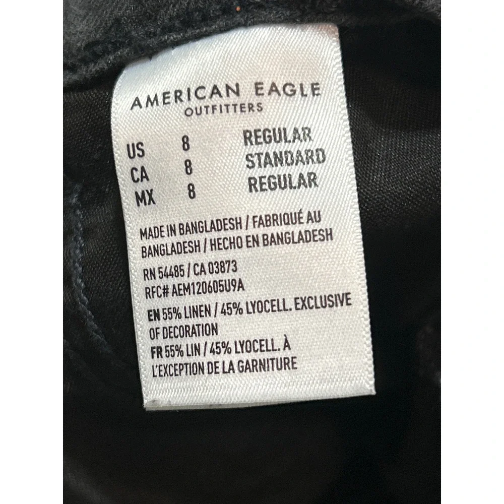 American Eagle Womens Gray Linen Blend Wide Leg‎ Casual Pants Size 8 - Picture 3 of 7